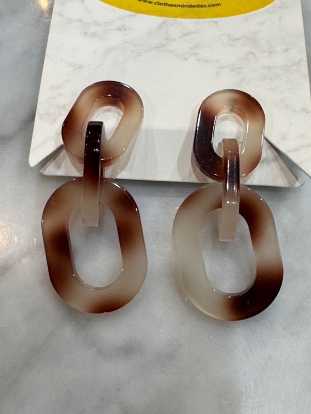 Light Brown Resin Link Drop Earrings